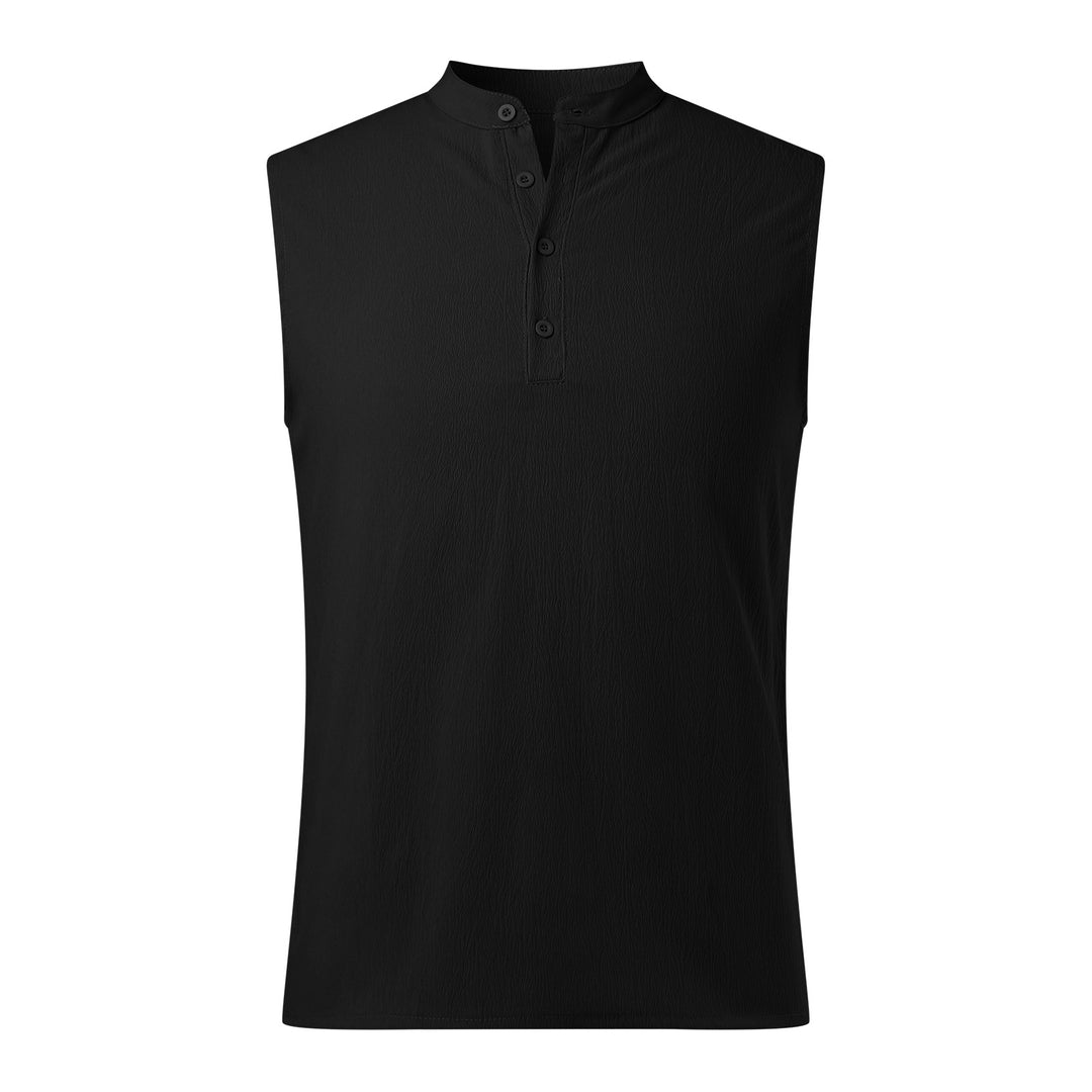 Herren ärmelloses Henley-Shirt mit Knopfleiste Aliams