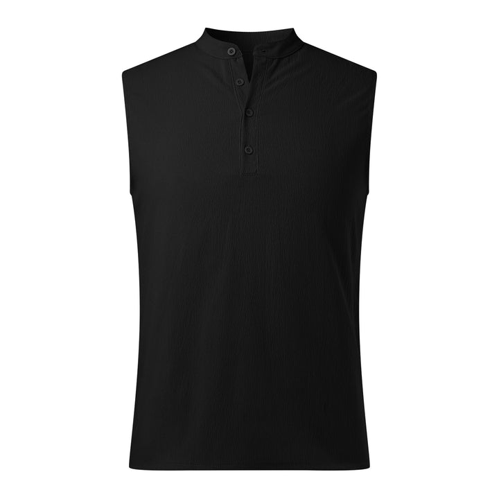 Herren ärmelloses Henley-Shirt mit Knopfleiste Aliams