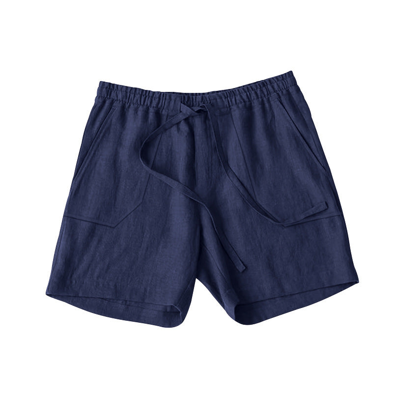 Herren bequeme Leinen-Shorts mit elastischem Bund und praktischen Taschen Aliams