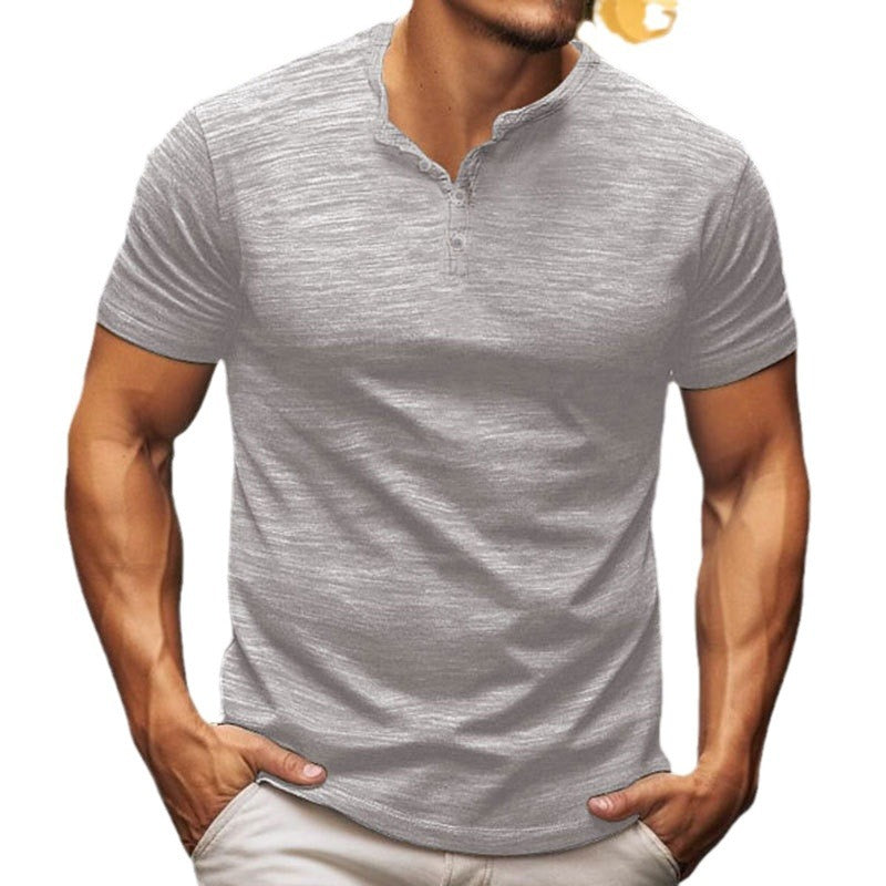 Herren Kurzarm-T-Shirt mit Knopfleiste Aliams