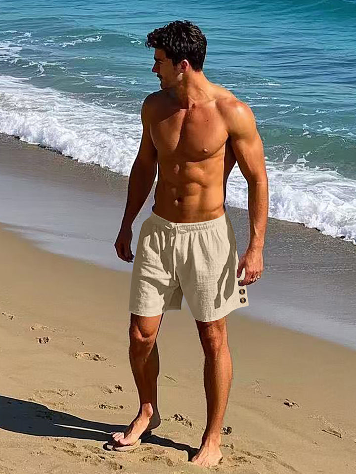Herren lässige, atmungsaktive Strandshorts mit elastischem Bund und modernen Knopfdetails Aliams