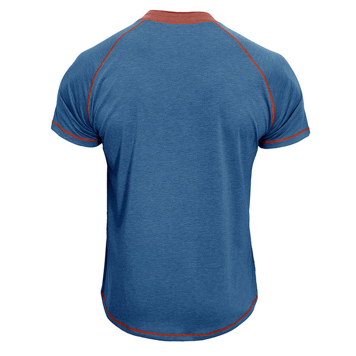 Herren Henley-Shirt mit kontrastierenden Nähten und Knopfleiste Aliams
