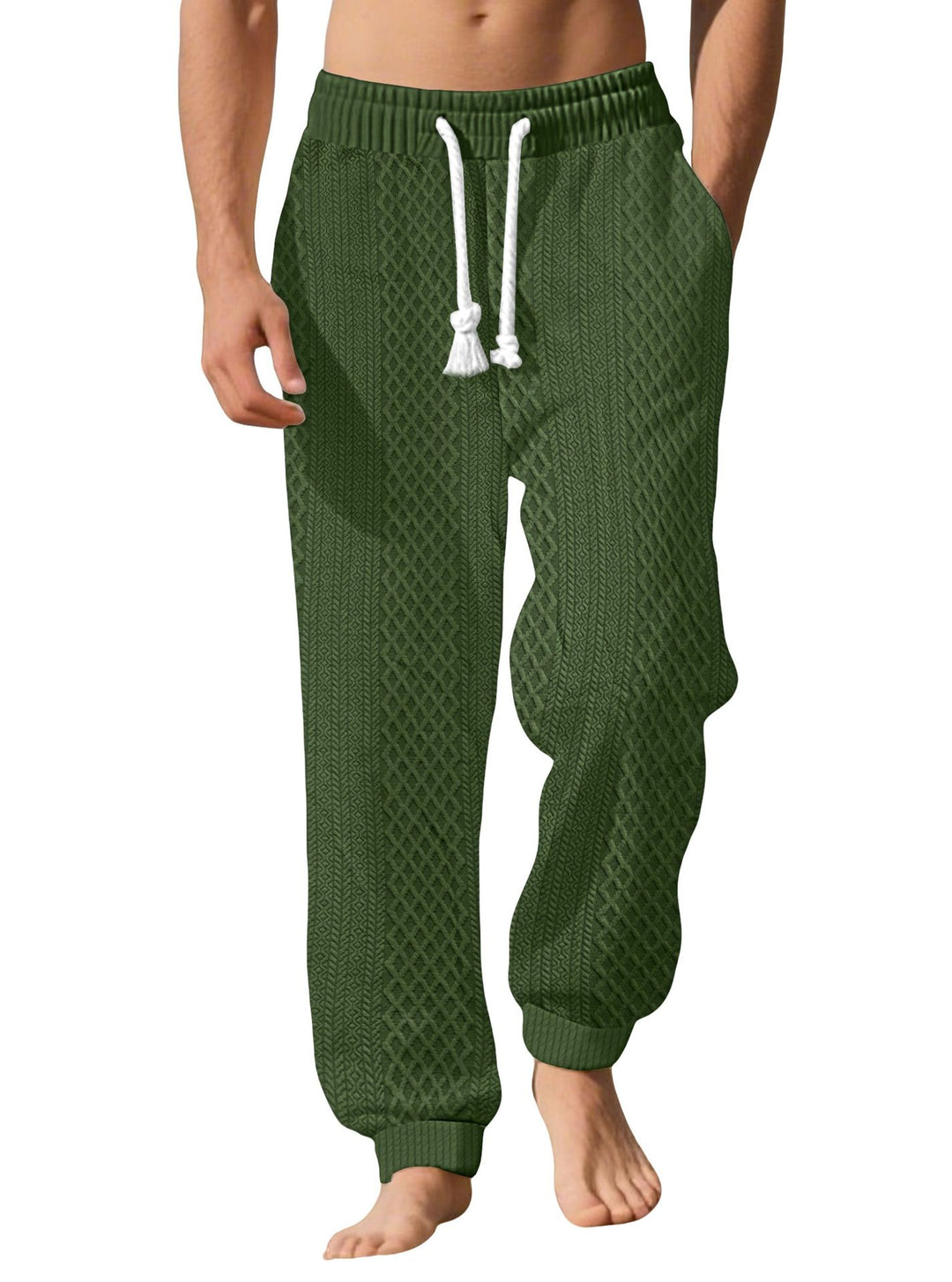 Herren strukturierte Freizeithosen mit bequemem Kordelzug Aliams