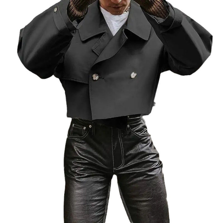 Damen Kurze Jacke mit doppelter Knopfleiste und bindbarem Saum Aliams