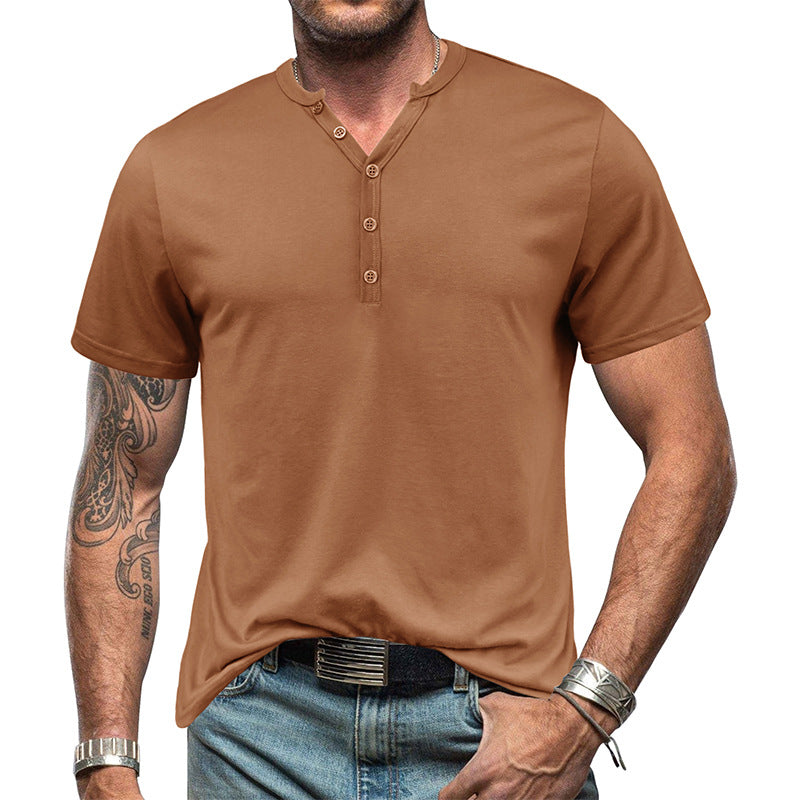 Herren Kurzarm Henley-Shirt mit strukturierter Knopfleiste und modernem Design Aliams