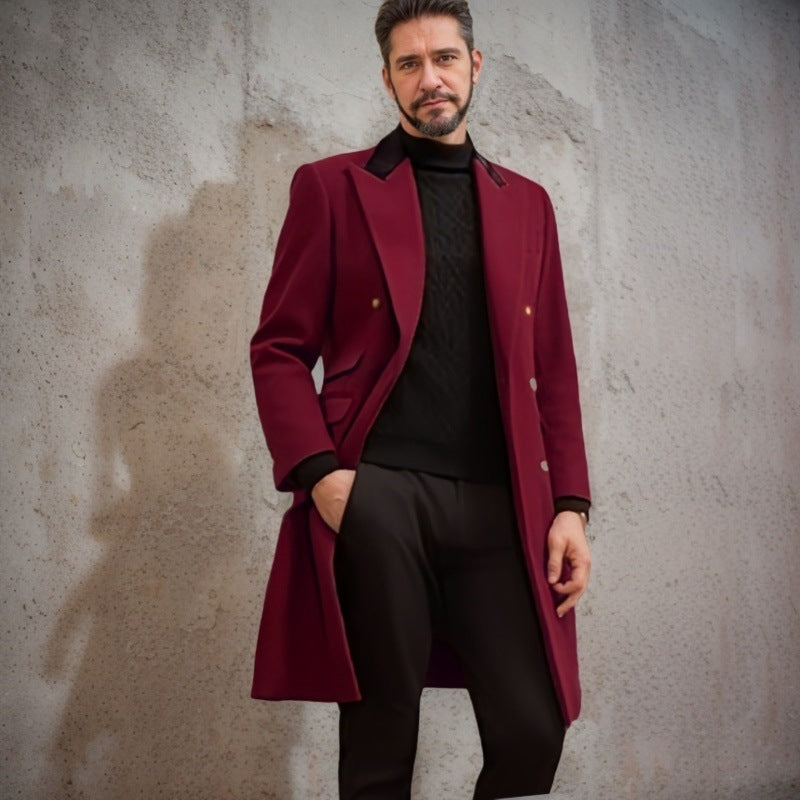 Herren eleganter Longblazer mit Doppelreihe Aliams