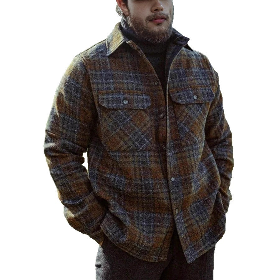 Herren Gemusterte Flanelljacke mit praktischen Taschen Aliams