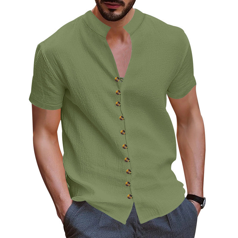 Herren Kurzarm-Henley-Hemd mit strukturiertem Stoff und eleganten Knopfdetails Aliams