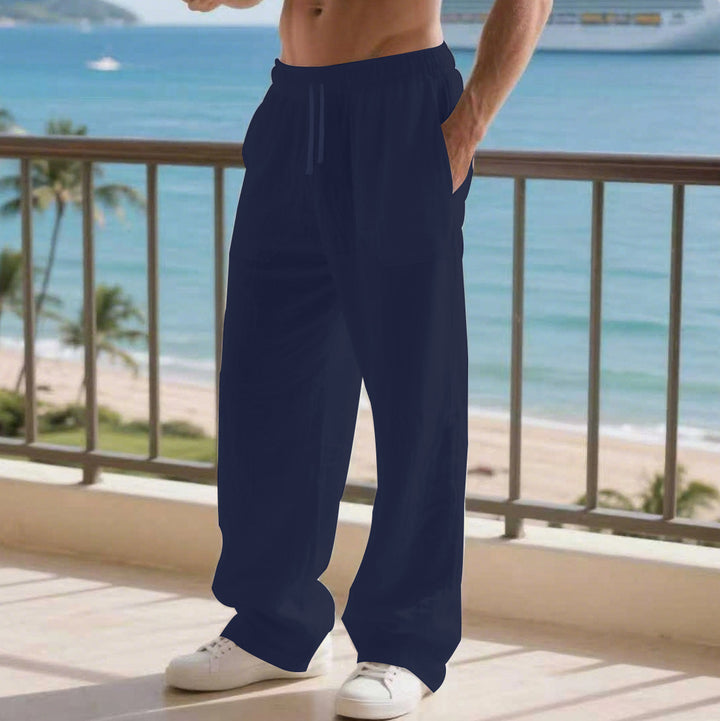 Herren Bequeme Strandhose mit seitlichen Taschen und elastischem Bund Aliams