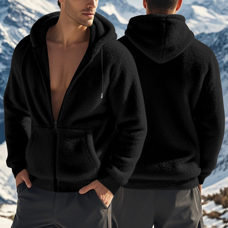 Herren Fleece-Hoodie mit Reißverschluss und Kängurutasche Aliams