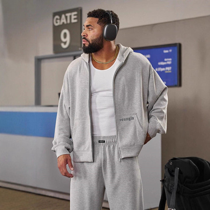 Herren Kapuzenpullover mit durchgehendem Reißverschluss und praktischen Taschen Aliams