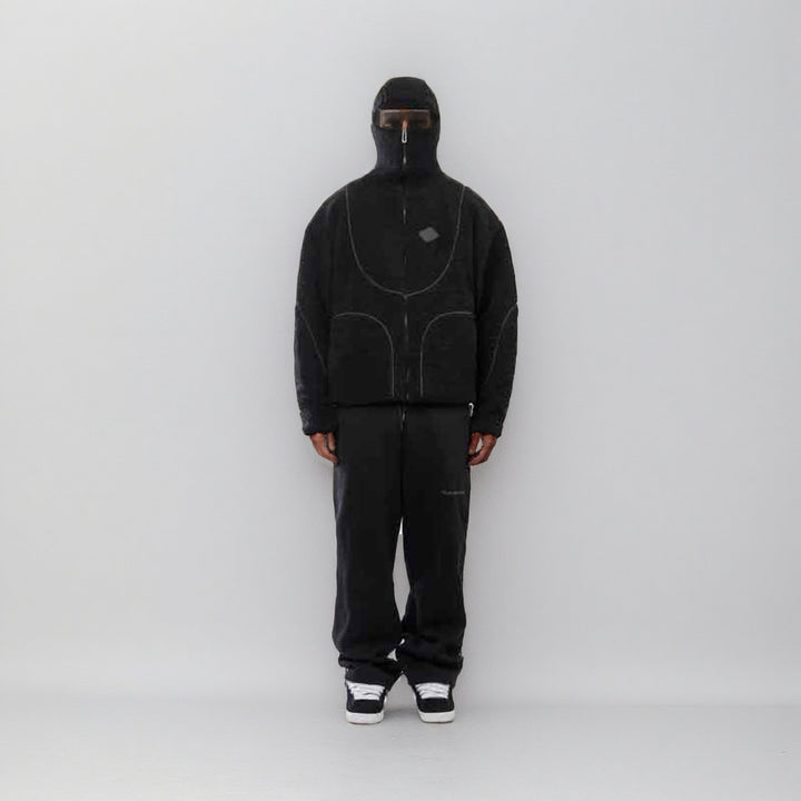 Herren Gemütliche Teddyjacke mit Kontrastnähten Aliams