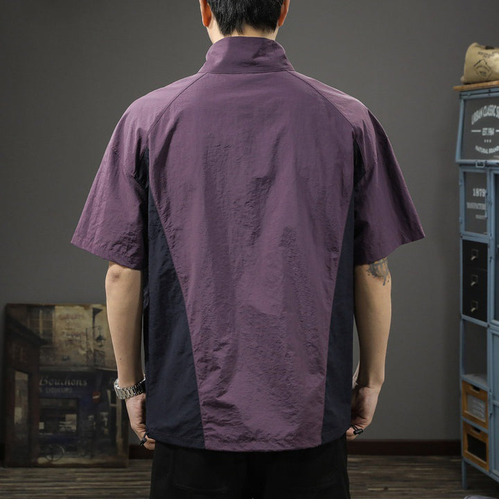 Herren Kurzarm-Funktionspullover mit innovativem Stehkragen und Reißverschluss Aliams