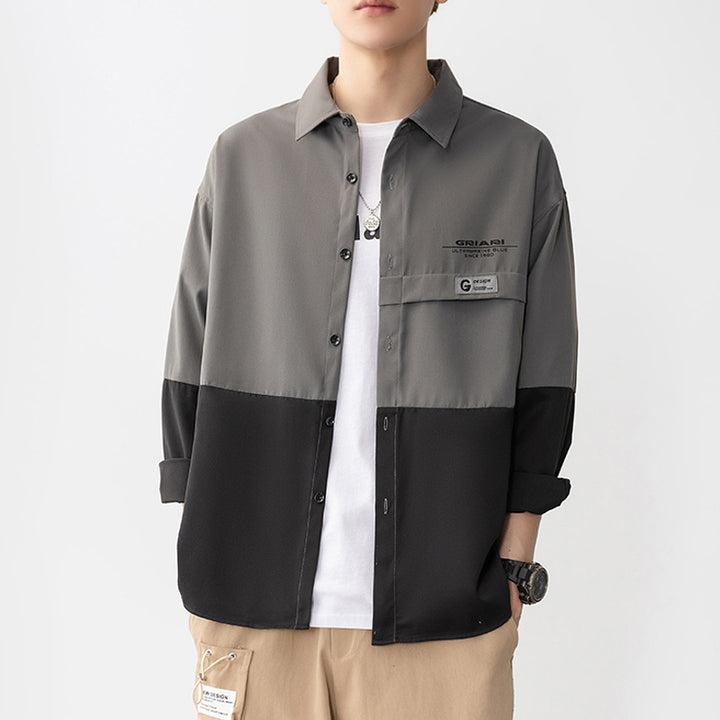 Herren Gestreiftes Langarmhemd mit Taschen Aliams