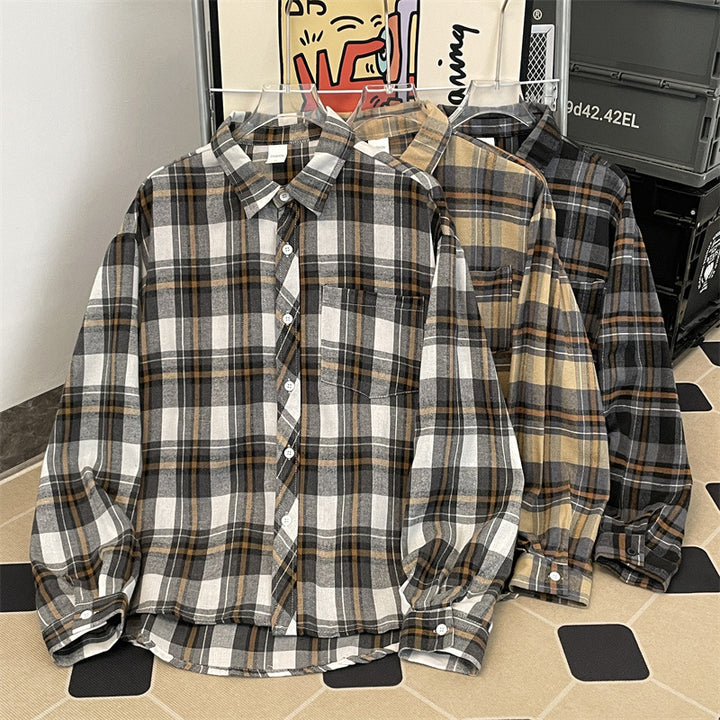 Herren kariertes Hemd mit bequemer Passform und Brusttasche Aliams