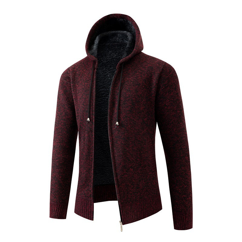 Herren bequeme Strickjacke mit Kapuze Aliams