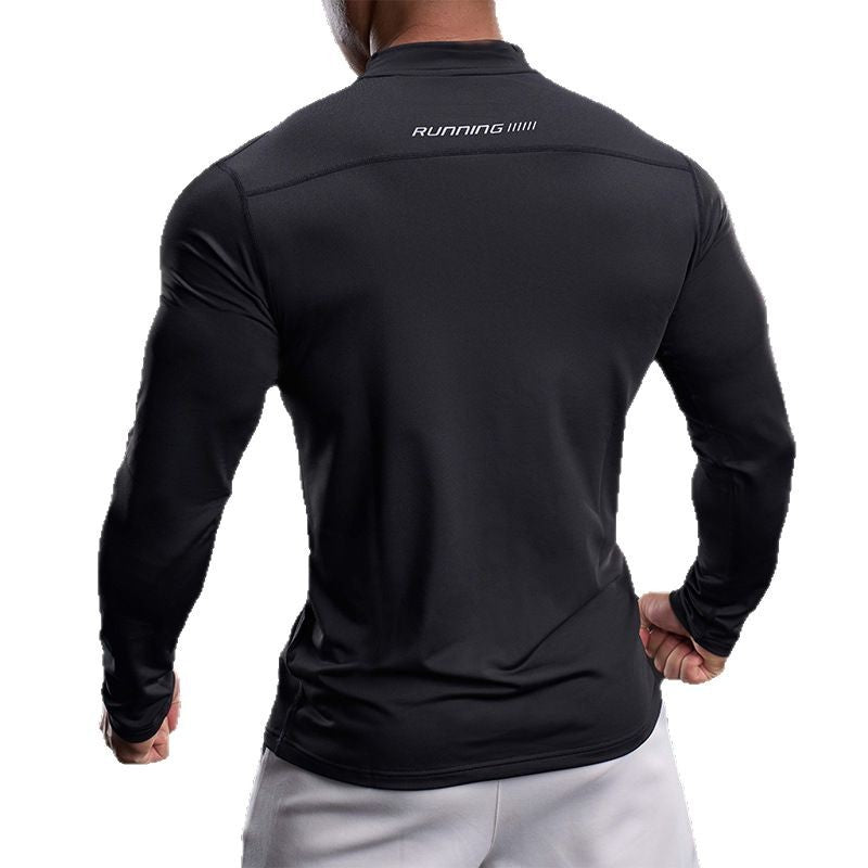 Herren sportliches Langarm-Funktionsshirt mit Stehkragen Aliams
