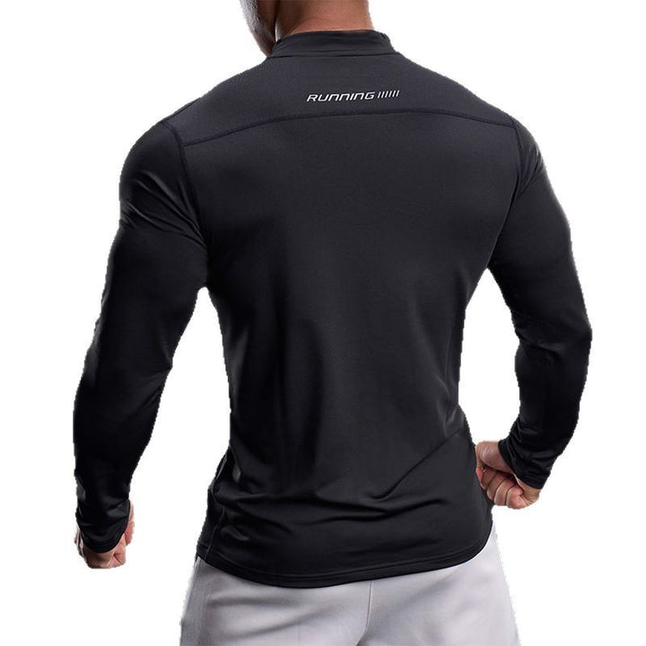 Herren sportliches Langarm-Funktionsshirt mit Stehkragen Aliams