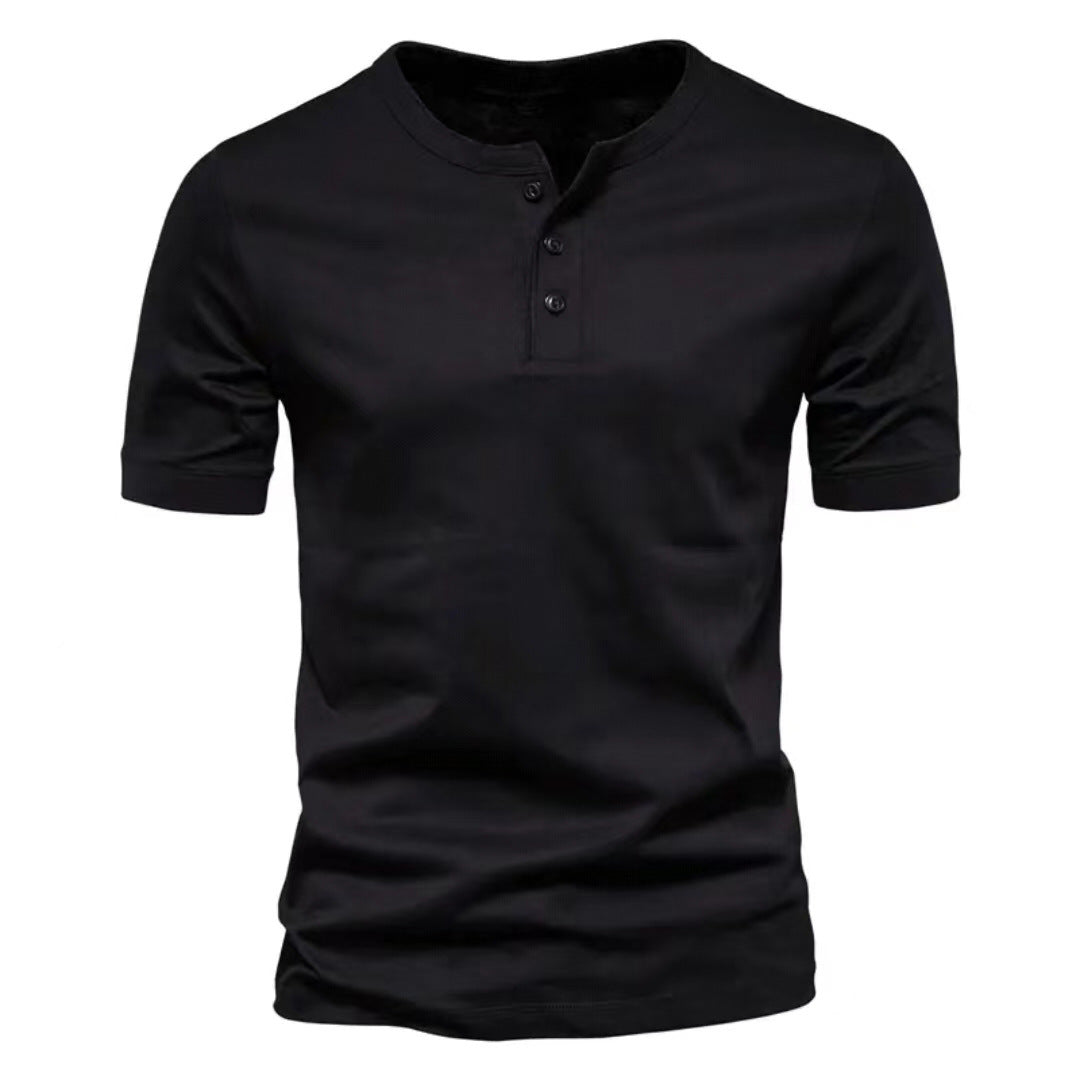 Herren stilvolles Kurzarm-Henley-Shirt aus atmungsaktiver Baumwolle Aliams