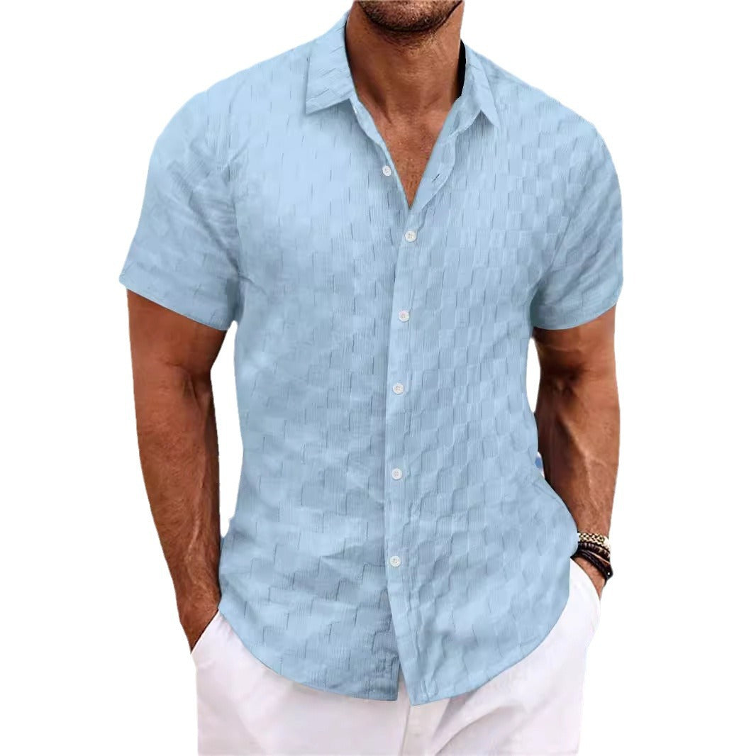 Herren Kurzarm strukturiertes Freizeithemd Aliams