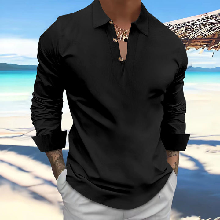 Herren Halblangarmhemd mit modernem V-Ausschnitt Aliams