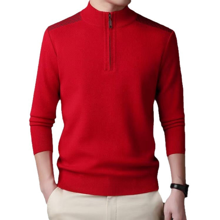 Herren funktionaler Rollkragenpullover mit halbzipper und strukturiertem Design Aliams