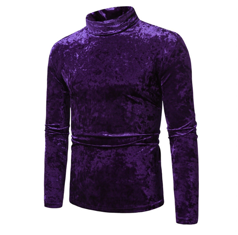 Herren eleganter Rollkragenpullover aus Samt Aliams