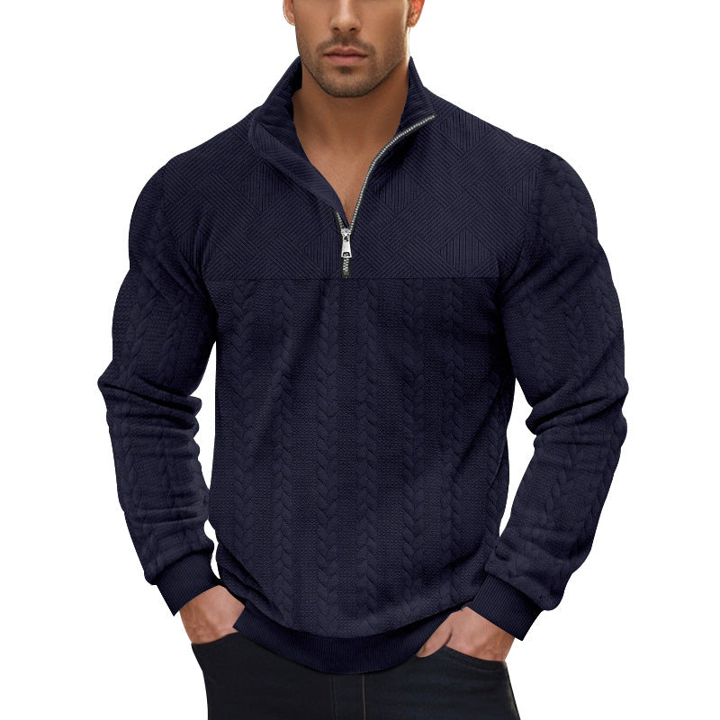 Herren Strickpullover mit modernem Reißverschluss und strukturiertem Design Aliams