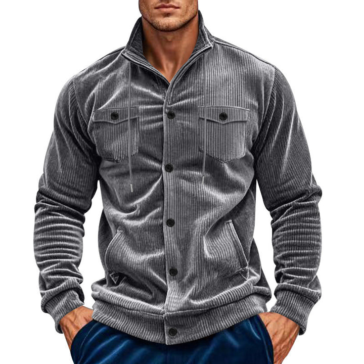Herren Cordjacke im lässigen Stil mit praktischen Taschen und hohem Kragen Aliams