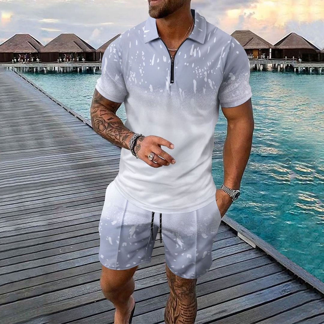 Herren Sportliches Kurzarmhemd und Shorts Set Aliams
