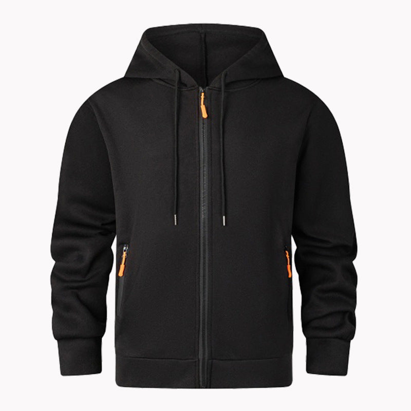 Herren sportlicher Fleece-Hoodie mit funktionalen Reißverschlusstaschen Aliams