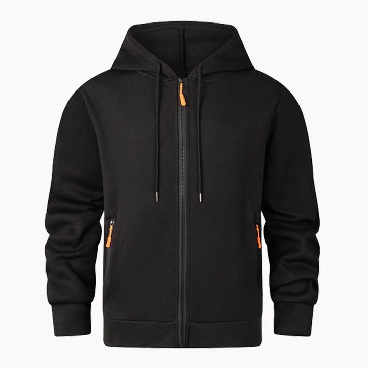 Herren sportlicher Fleece-Hoodie mit funktionalen Reißverschlusstaschen Aliams