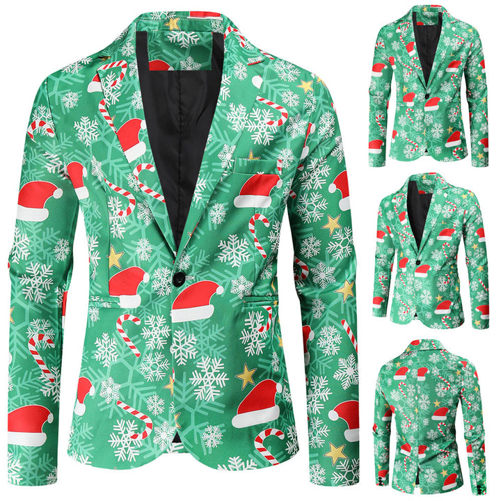 Herren Festlicher Blazer mit weihnachtlichem Motiv und modernem Schnitt Aliams