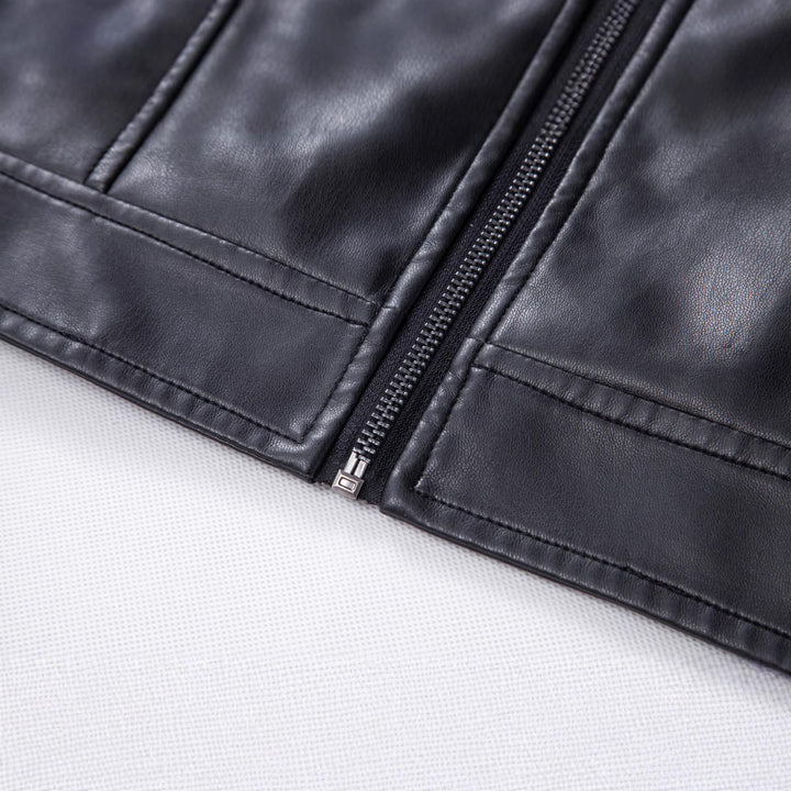 Herren Bikerjacke aus hochwertigem Kunstleder mit praktischen Reißverschlusstaschen Aliams