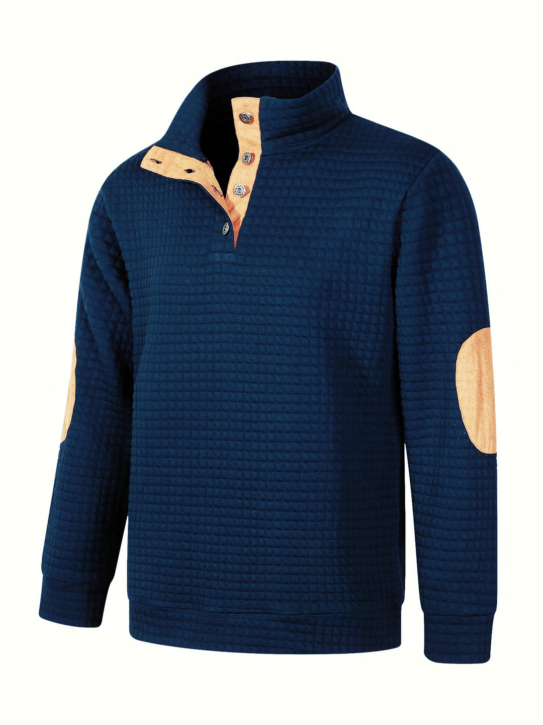 Herren Bequemer Sweatpullover mit Knopfleiste und Kontrastelementen Aliams