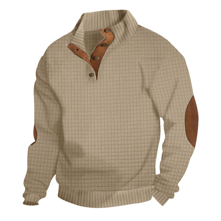 Herren Strukturierter Pullover mit Lederakzenten Aliams