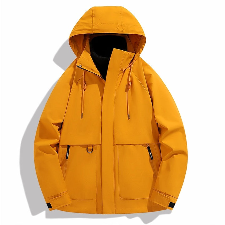 Herren wetterfeste Outdoor-Jacke mit verstellbarer Kapuze und praktischen Taschen Aliams