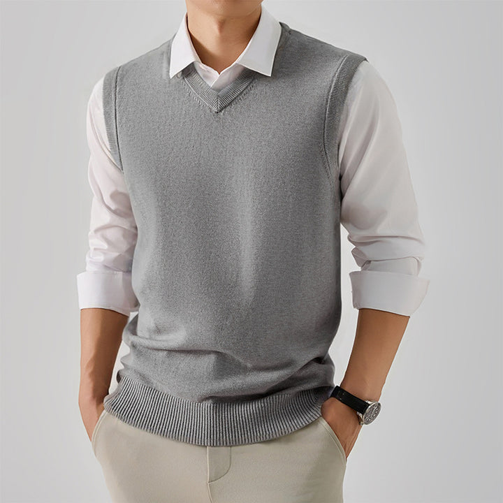 Herren eleganter V-Ausschnitt Pulloverweste Aliams