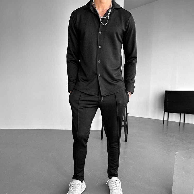 Herren elegantes langärmliges Hemd mit strukturiertem Design Aliams