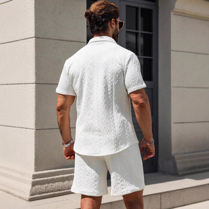 Herren Kurzarm-Hemd mit strukturiertem Design und passenden Shorts Aliams