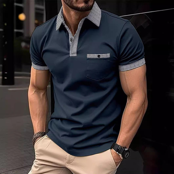 Herren Poloshirt mit stilvollem Karomuster und praktischer Brusttasche Aliams