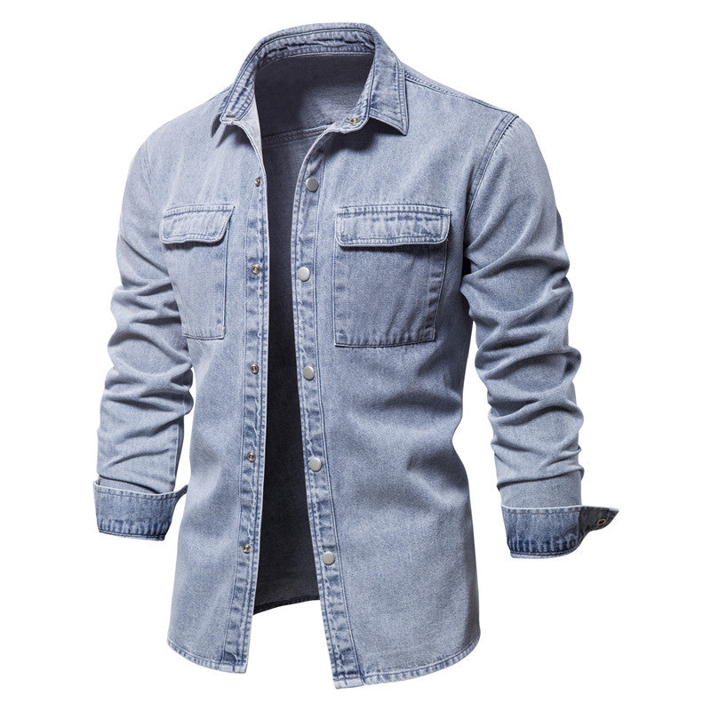 Herren Denim Hemd mit doppelten Brusttaschen und lässigem Schnitt Aliams
