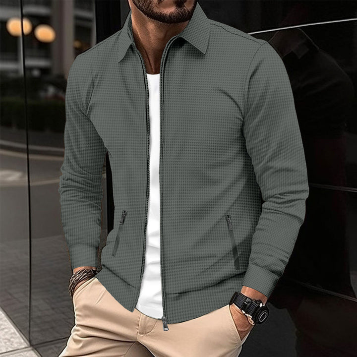 Herren modische Sweatjacke mit strukturierter Oberfläche und praktischen Reißverschlusstaschen Aliams