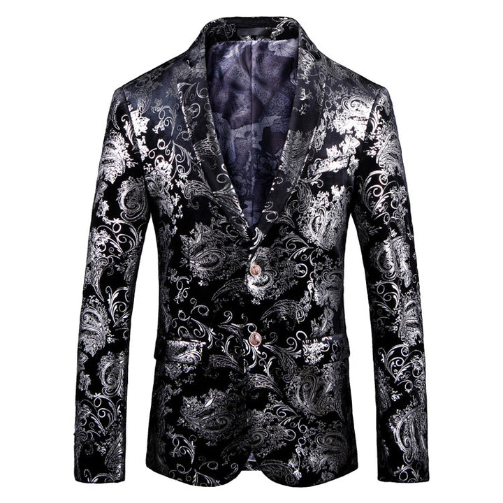 Herren eleganter Smoking-Blazer mit floralen Paillettenmustern Aliams