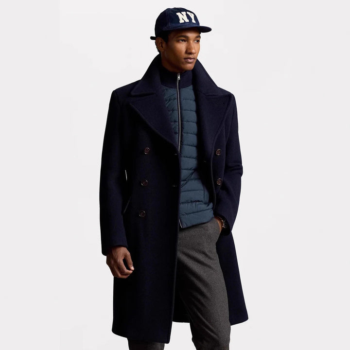 Herren eleganter doppelter Wollmantel mit abnehmbarer Steppjacke Aliams