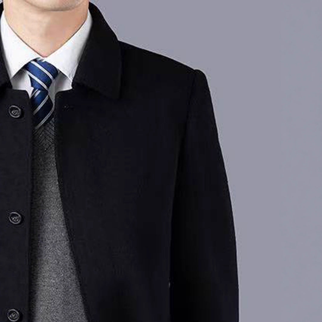 Herren klassischer Übergangs-Mantel aus hochwertigem Wollgemisch Aliams