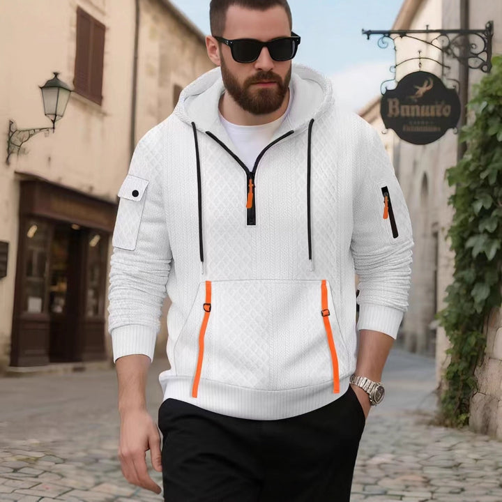 Herren stylischer Kapuzenpullover mit modernen Reißverschlusstaschen Aliams