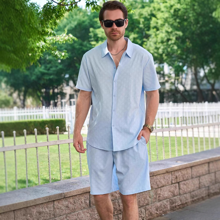 Herren lässiges Kurzarmhemd und kurze Hose Set Aliams