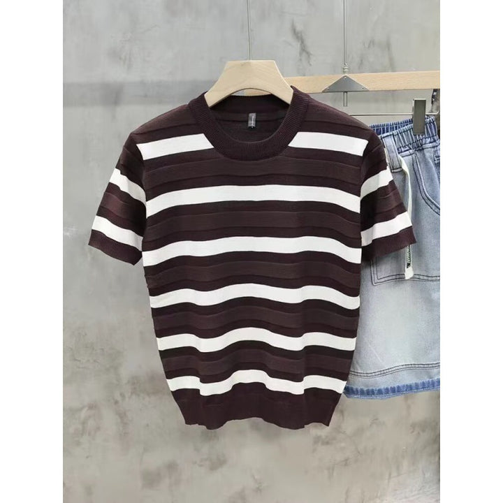 Herren Kurzarm T-Shirt mit modernem Streifenmuster Aliams