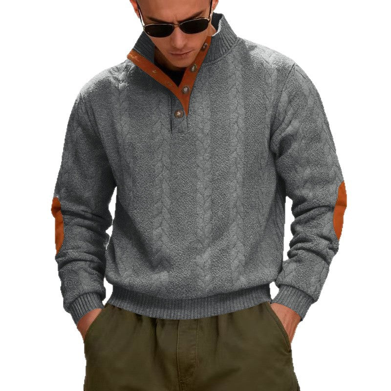 Herren gestrickter Pullover mit Kontrastdetails und modernem Knopfverschluss Aliams